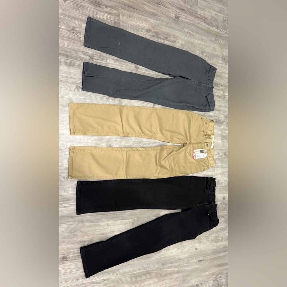 Boys 14 Slim Pants Lots - Black, Gray, Khakis